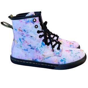 Dr. Martens Boots Sheridan Suede Pink Rainbow Burst Combat Women’s US 6 EU 37